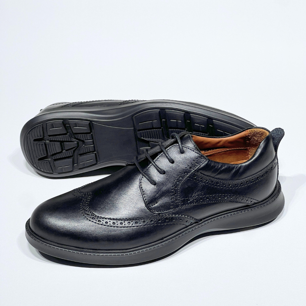 Chaussure BROGUE En Cuir 100% Médical NOIR REF 022