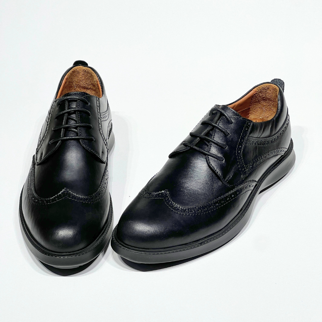 Chaussure BROGUE En Cuir 100% Médical NOIR REF 022