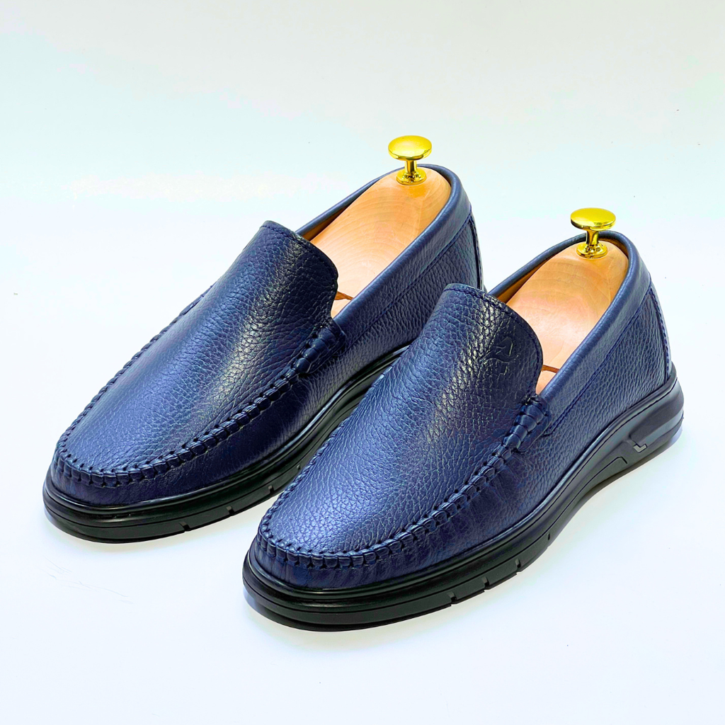 D'Urbano MOCASSIN EN CUIR Grainé 100% Médical  - BLEU - REF 103