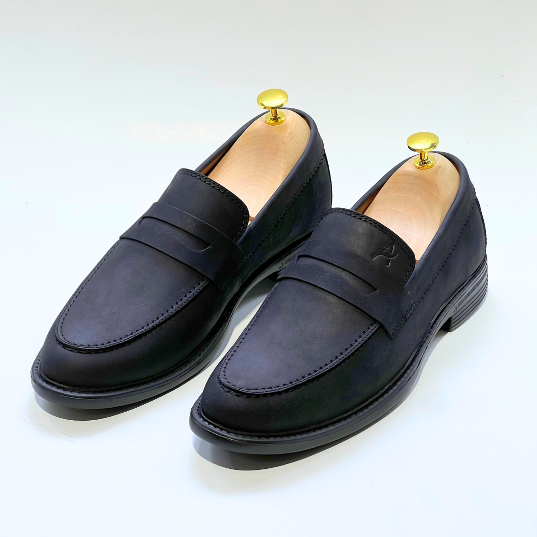 Mocassins Découpe 100% Cuir Nubuck Médical En NOIR REF 332