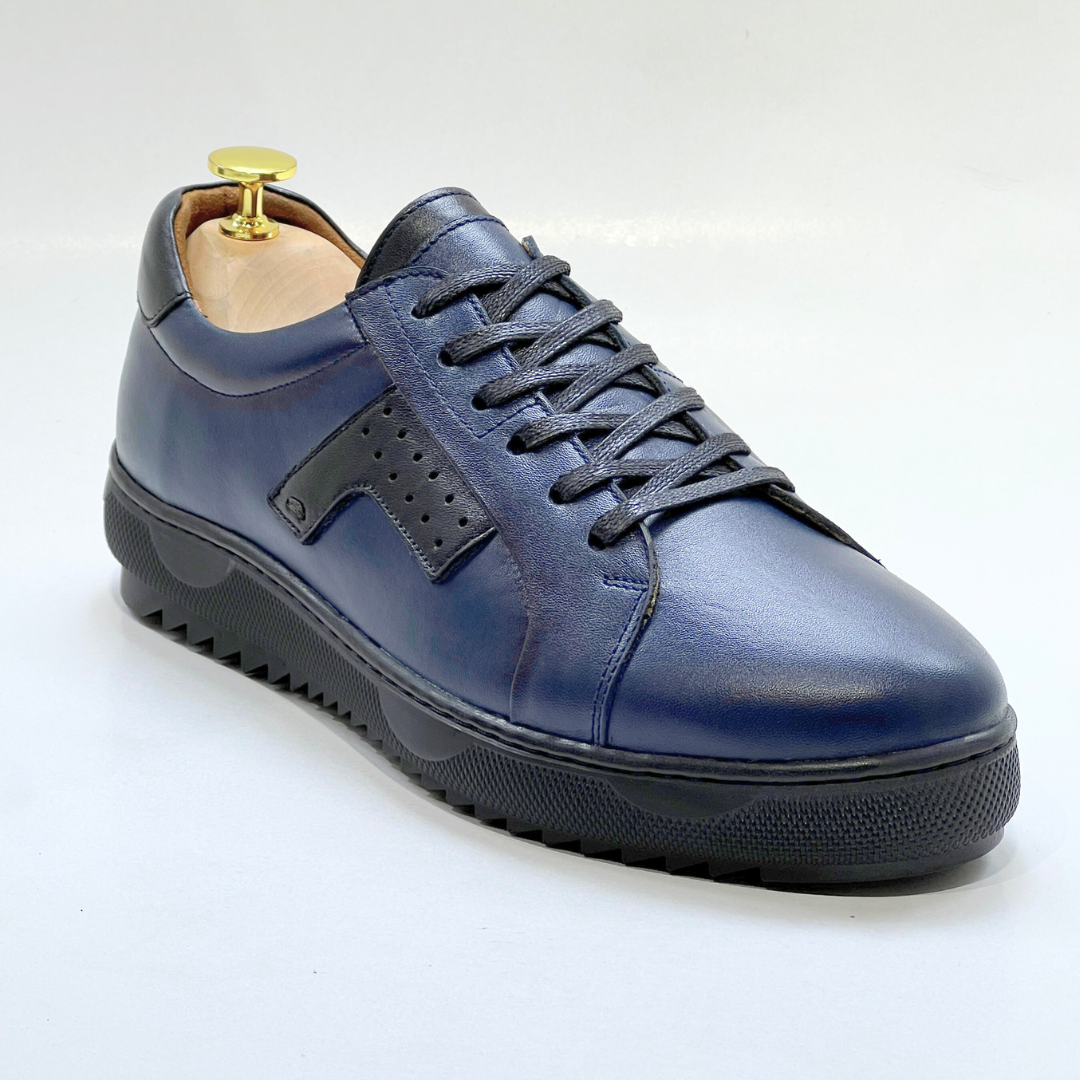 Baskets Basses De Lux En Cuir 100% Medical bleu REF 079