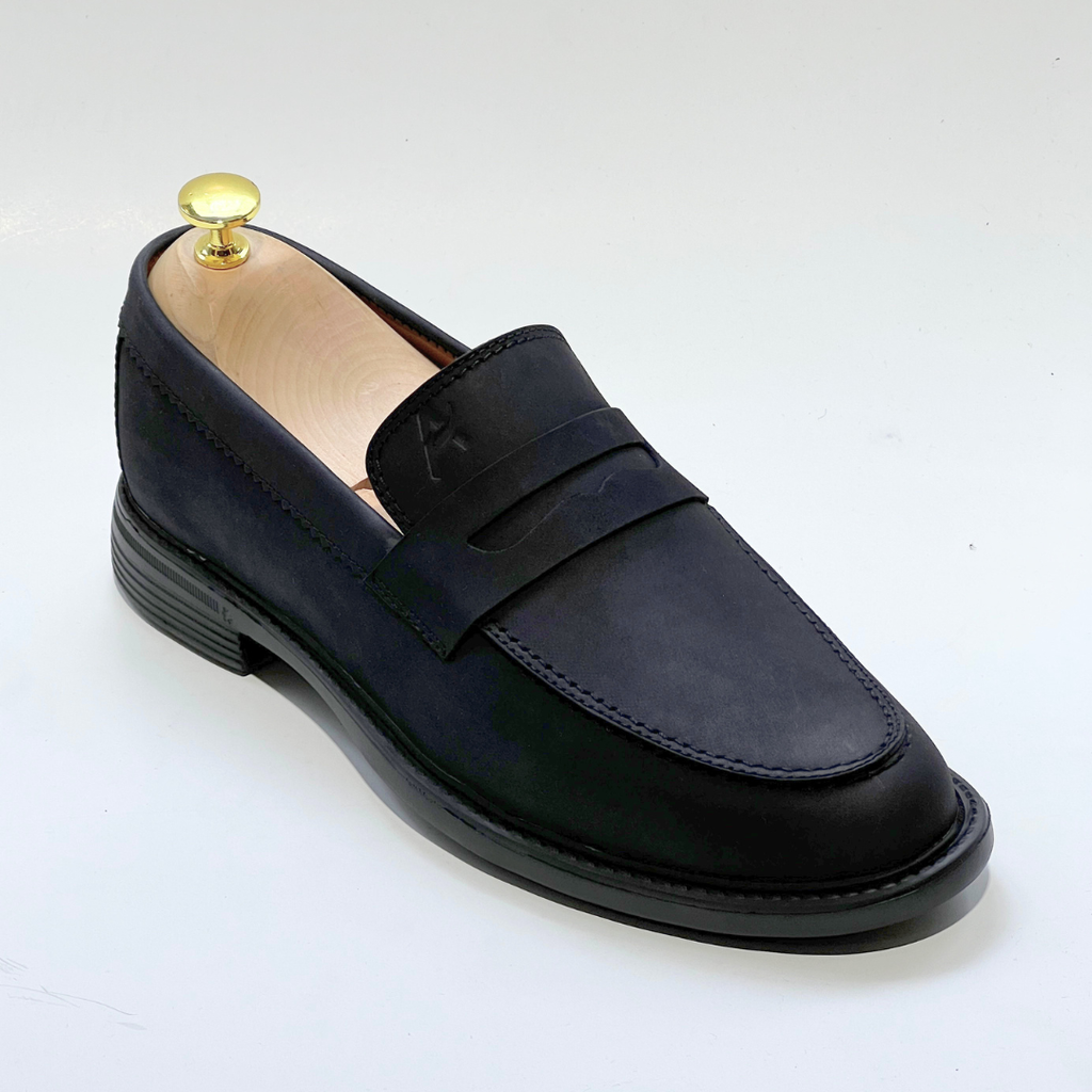 Mocassins Découpe 100% Cuir Nubuck Médical En NOIR REF 332