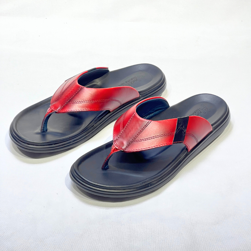 Sandal Homme Super Médical 100% Cuir ROUGE REF 217