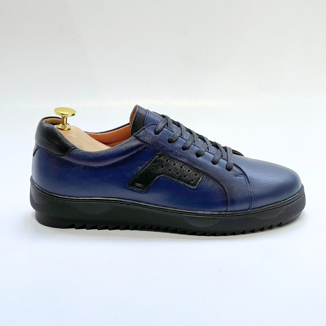 Baskets Basses De Lux En Cuir 100% Medical bleu REF 079