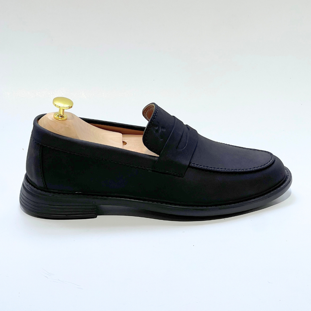 Mocassins Découpe 100% Cuir Nubuck Médical En NOIR REF 332