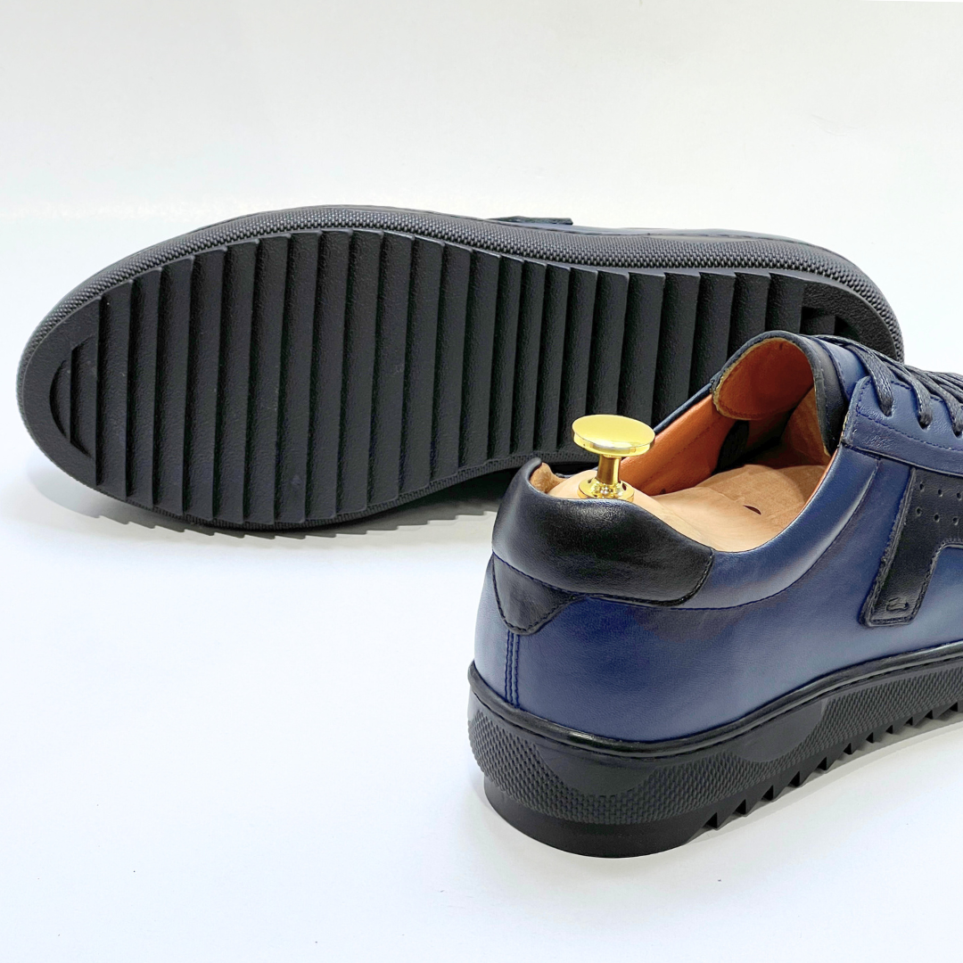 Baskets Basses De Lux En Cuir 100% Medical bleu REF 079