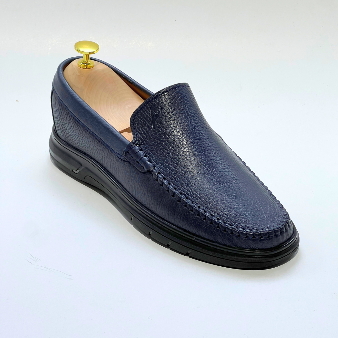 D'Urbano MOCASSIN EN CUIR Grainé 100% Médical  - BLEU - REF 103