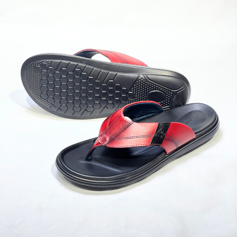 Sandal Homme Super Médical 100% Cuir ROUGE REF 217