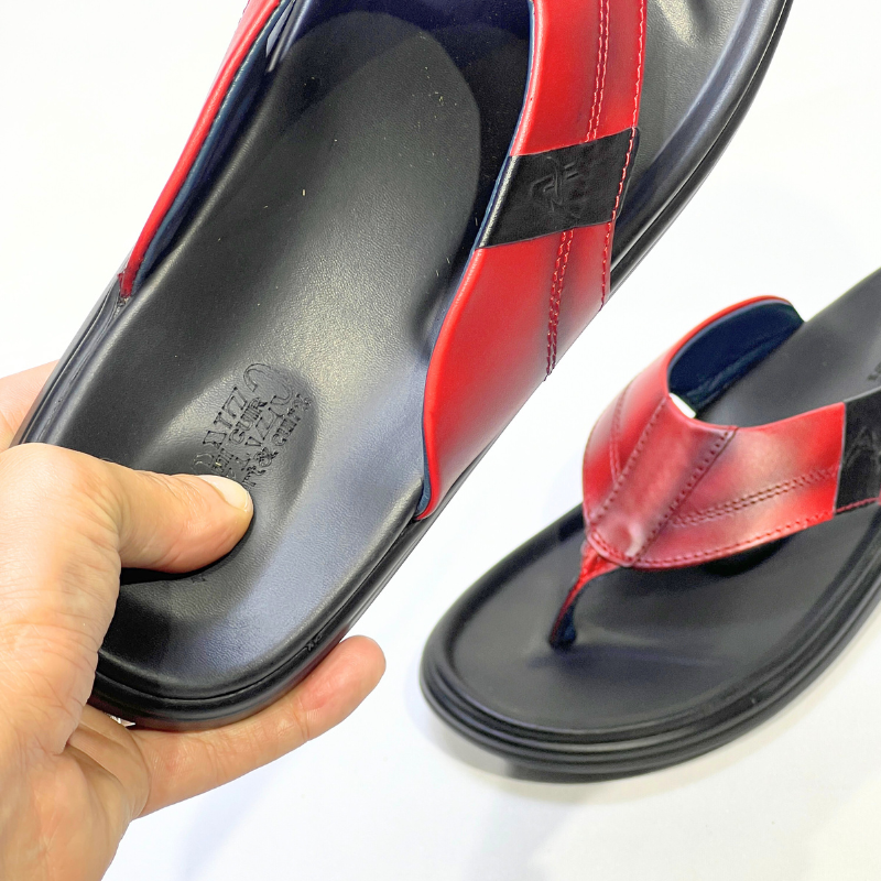 Sandal Homme Super Médical 100% Cuir ROUGE REF 217