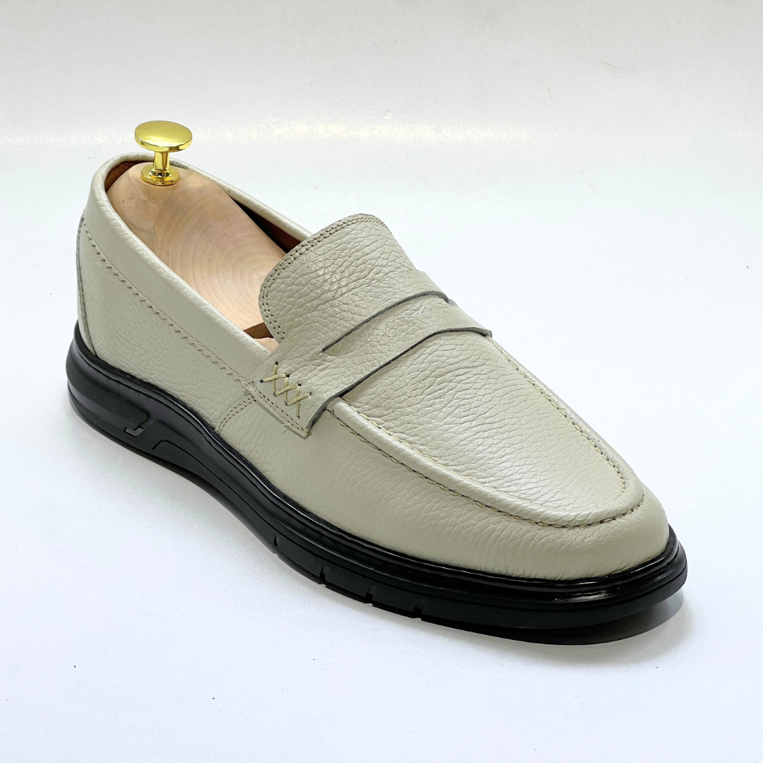 Mocassin Volzaro Ultras Confortable 100% CUIR Grainé BEIGE REF 643