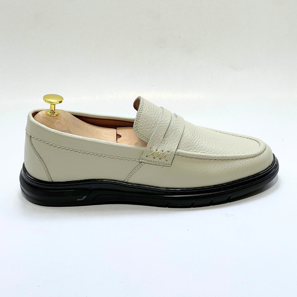 Mocassin Volzaro Ultras Confortable 100% CUIR Grainé BEIGE REF 643