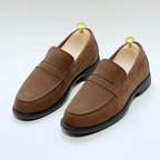 Mocassins Découpe 100% Cuir Nubuck Médical En MARRON REF 332