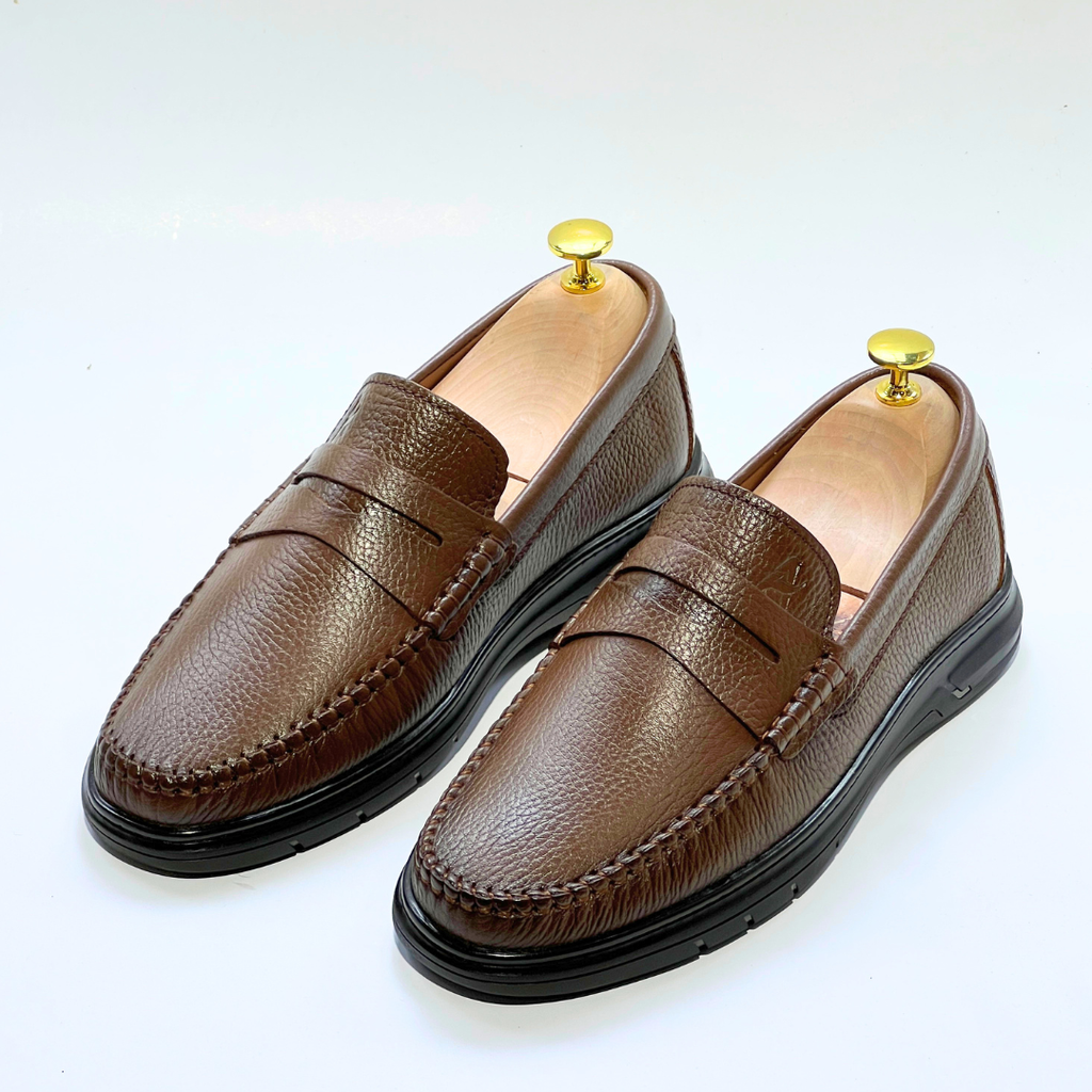 Denver: Mocassin Homme Médical - 100% Cuir Grainé MARRON - ref 104