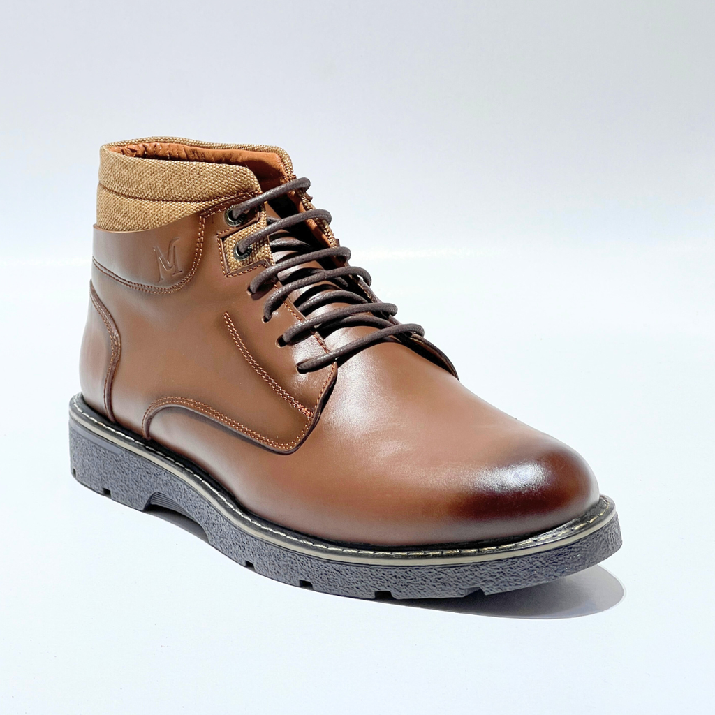 Bottines Pour Homme extra confortable en cuir 100% TABAC REF 037
