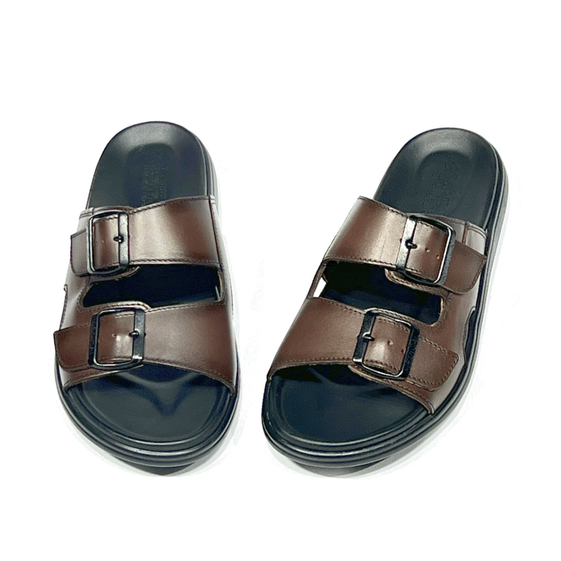 Léger – Sandales Hommes Médical 100% Cuir MARRON REF 211