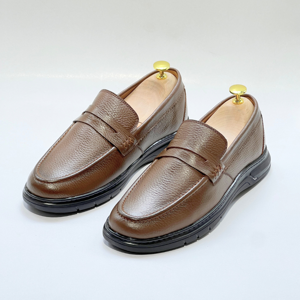 Mocassin Volzaro Ultras Confortable 100% CUIR Grainé TABAC REF 643