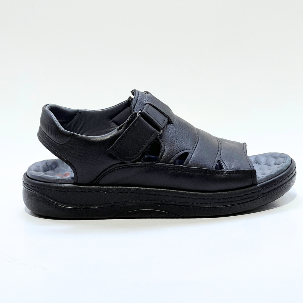 Generic Sandales Pour Hommes 100% Cuir Super Médical MARRON-NOIR REF 046