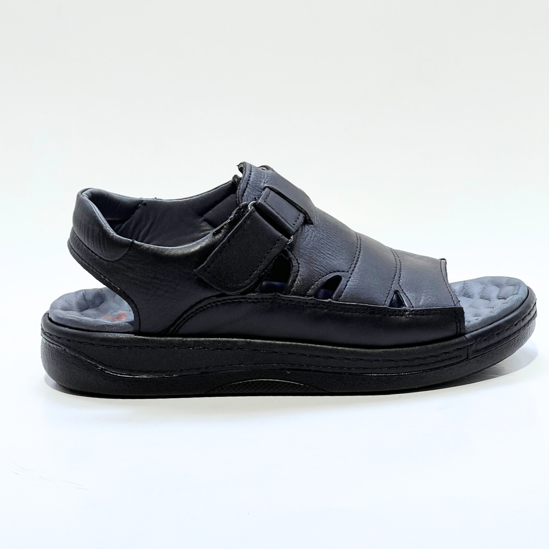 Generic Sandales Pour Hommes 100% Cuir Super Médical MARRON-NOIR REF 046
