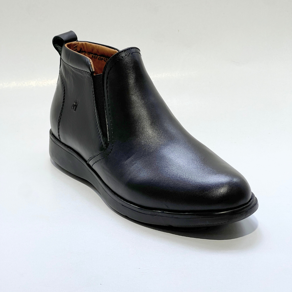 Bottines Pour Homme confortables en Cuir 100% NOIR REF 724