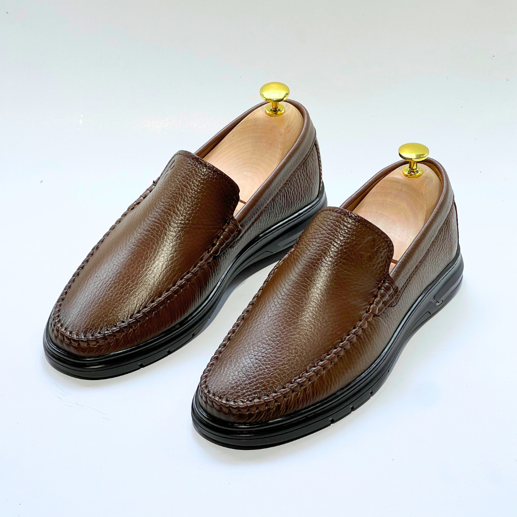 D'Urbano MOCASSIN EN CUIR Grainé 100% Médical  - MARRON - REF 103
