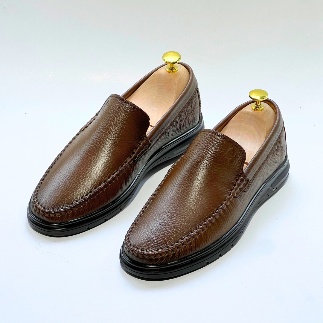 D'Urbano MOCASSIN EN CUIR Grainé 100% Médical  - MARRON - REF 103