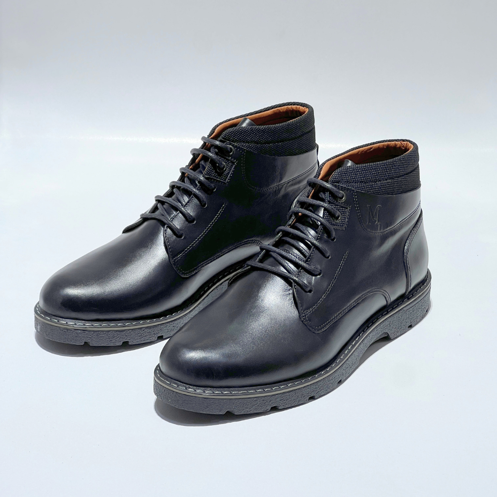 Bottines Pour Homme extra confortable en cuir 100% NOIR REF 037