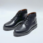 Bottines Pour Homme extra confortable en cuir 100% NOIR REF 037