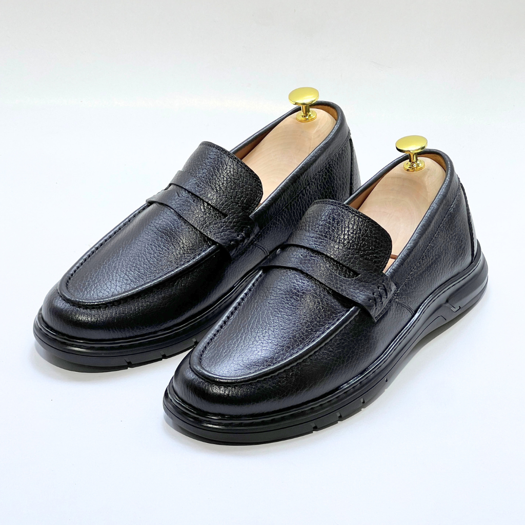 Mocassin Volzaro Ultras Confortable 100% CUIR Grainé NOIR REF 643