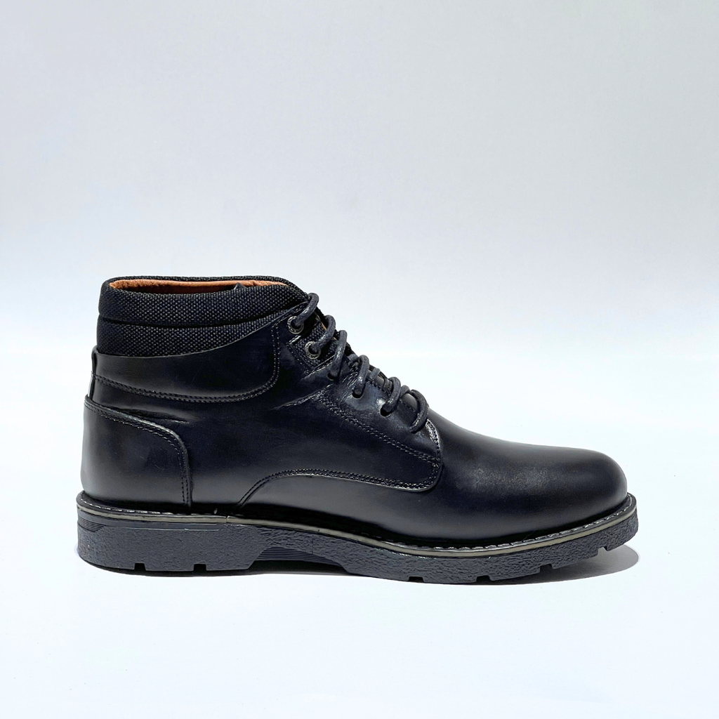 Bottines Pour Homme extra confortable en cuir 100% NOIR REF 037