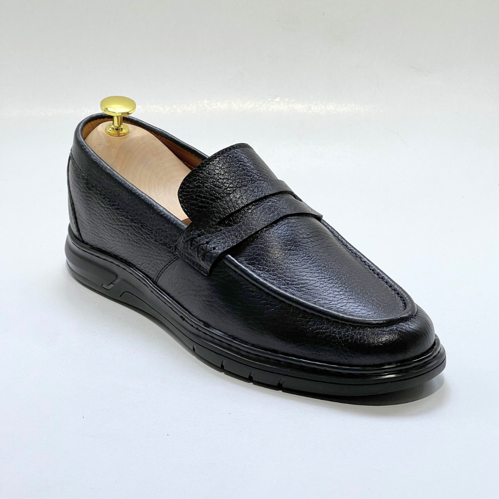 Mocassin Volzaro Ultras Confortable 100% CUIR Grainé NOIR REF 643