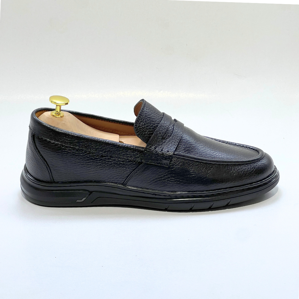 Mocassin Volzaro Ultras Confortable 100% CUIR Grainé NOIR REF 643