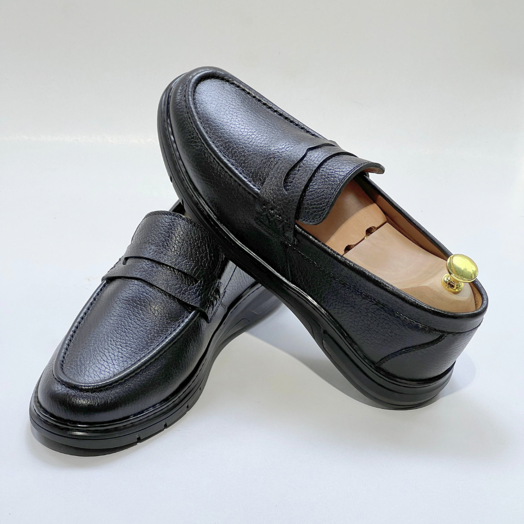 Mocassin Volzaro Ultras Confortable 100% CUIR Grainé NOIR REF 643