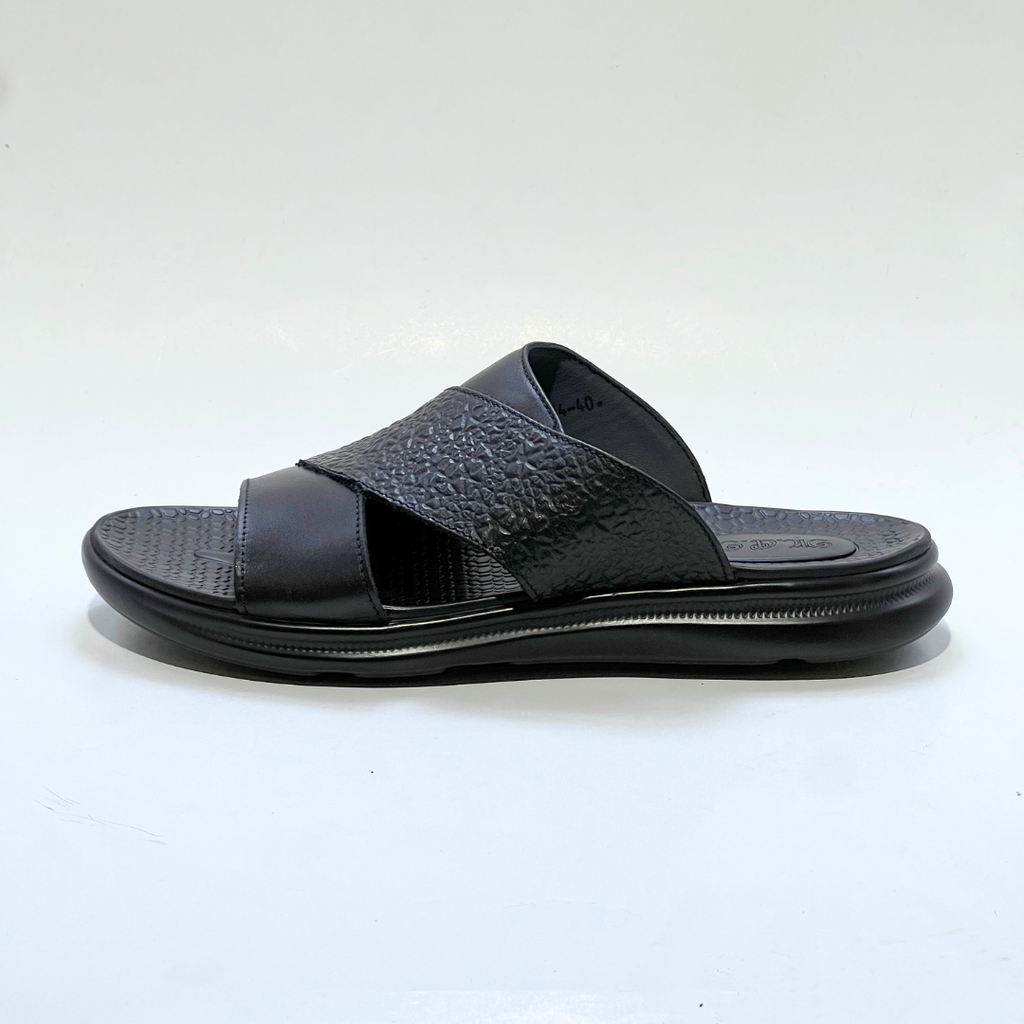 Tifano Sandales Pour Hommes 100% Cuir Médical NOIR REF 214
