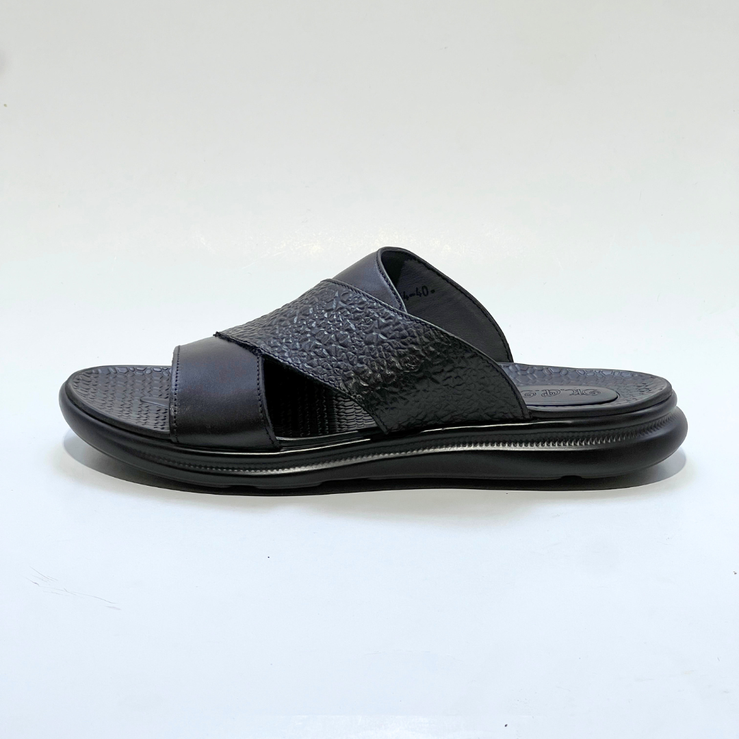 Tifano Sandales Pour Hommes 100% Cuir Médical NOIR REF 214