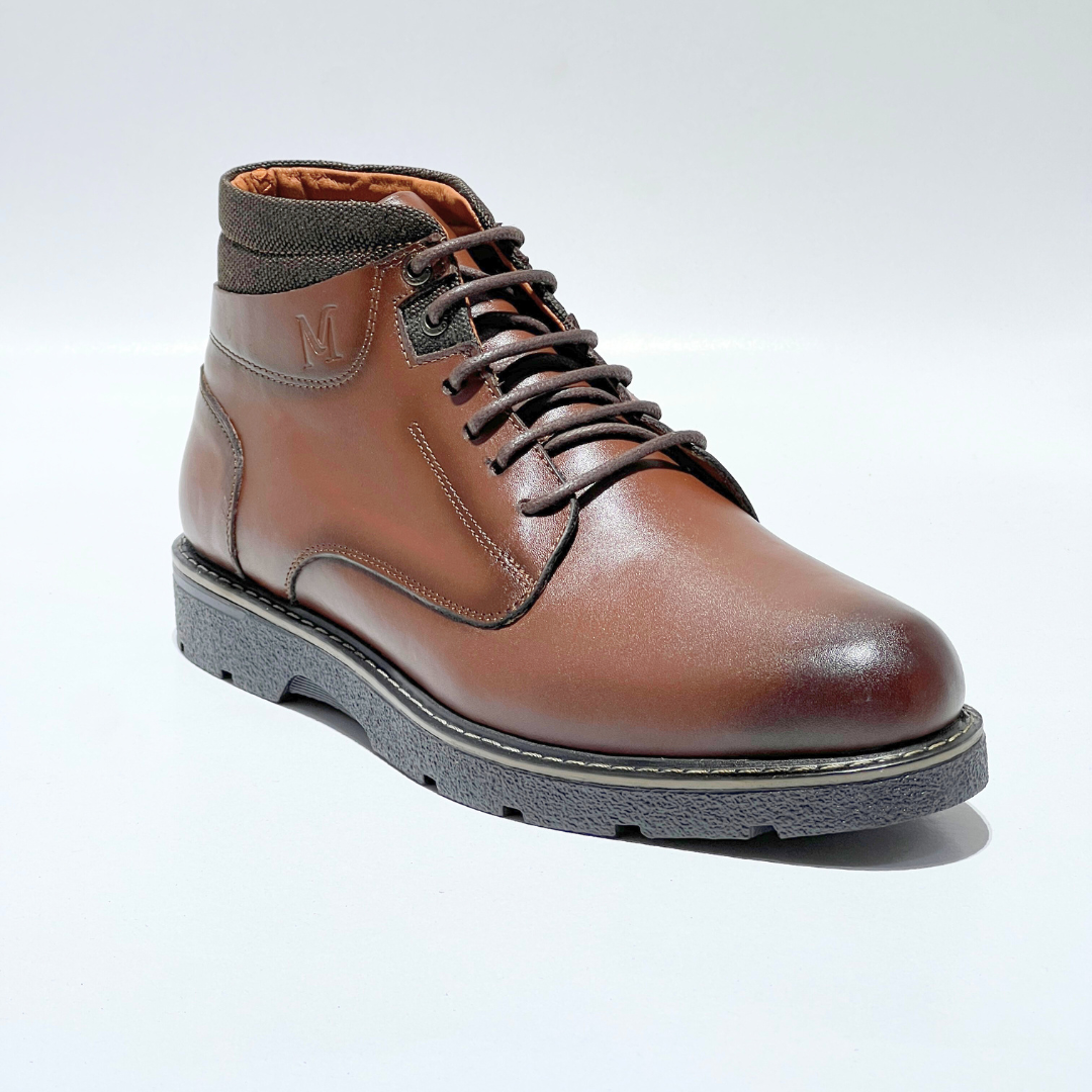 Bottines Pour Homme extra confortable en cuir 100% MARRON REF 037
