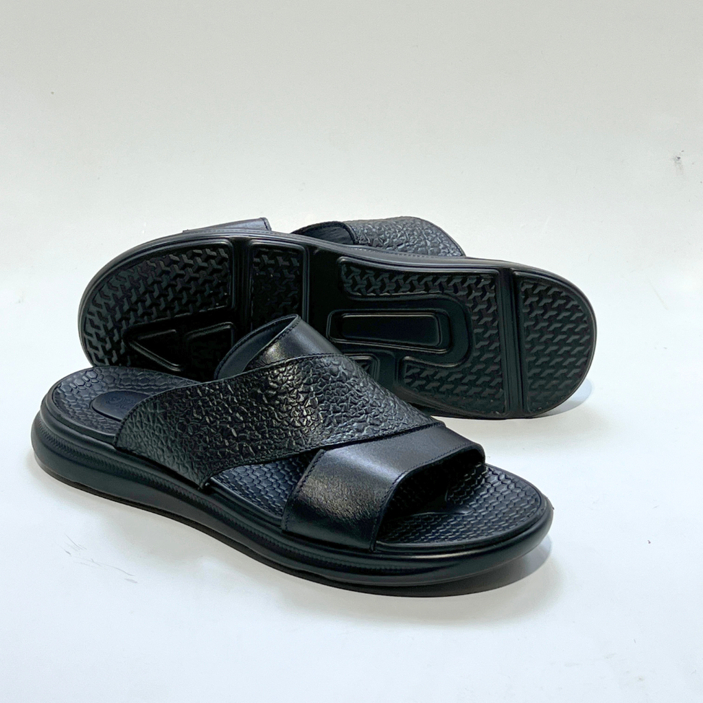 Tifano Sandales Pour Hommes 100% Cuir Médical NOIR REF 214