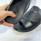 Tifano Sandales Pour Hommes 100% Cuir Médical NOIR REF 214