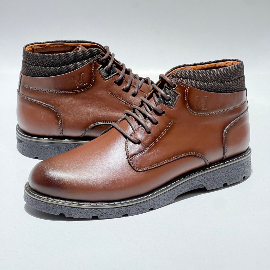 Bottines Pour Homme extra confortable en cuir 100% MARRON REF 037
