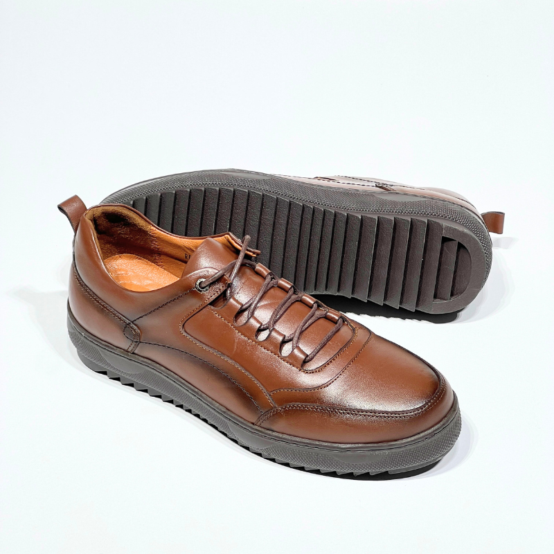 Basket Hommes 100% cuir MARRON réf 081