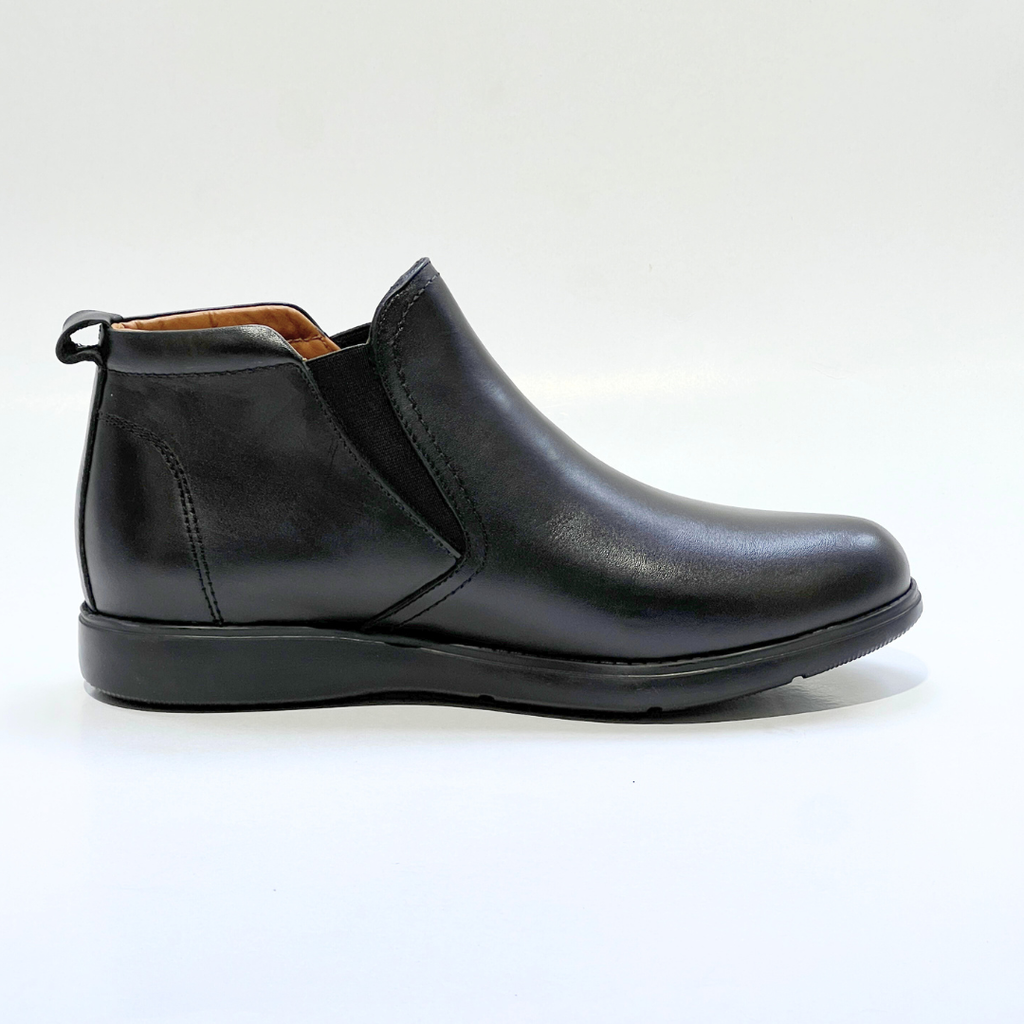 Bottines Pour Homme confortables en Cuir 100% NOIR REF 724