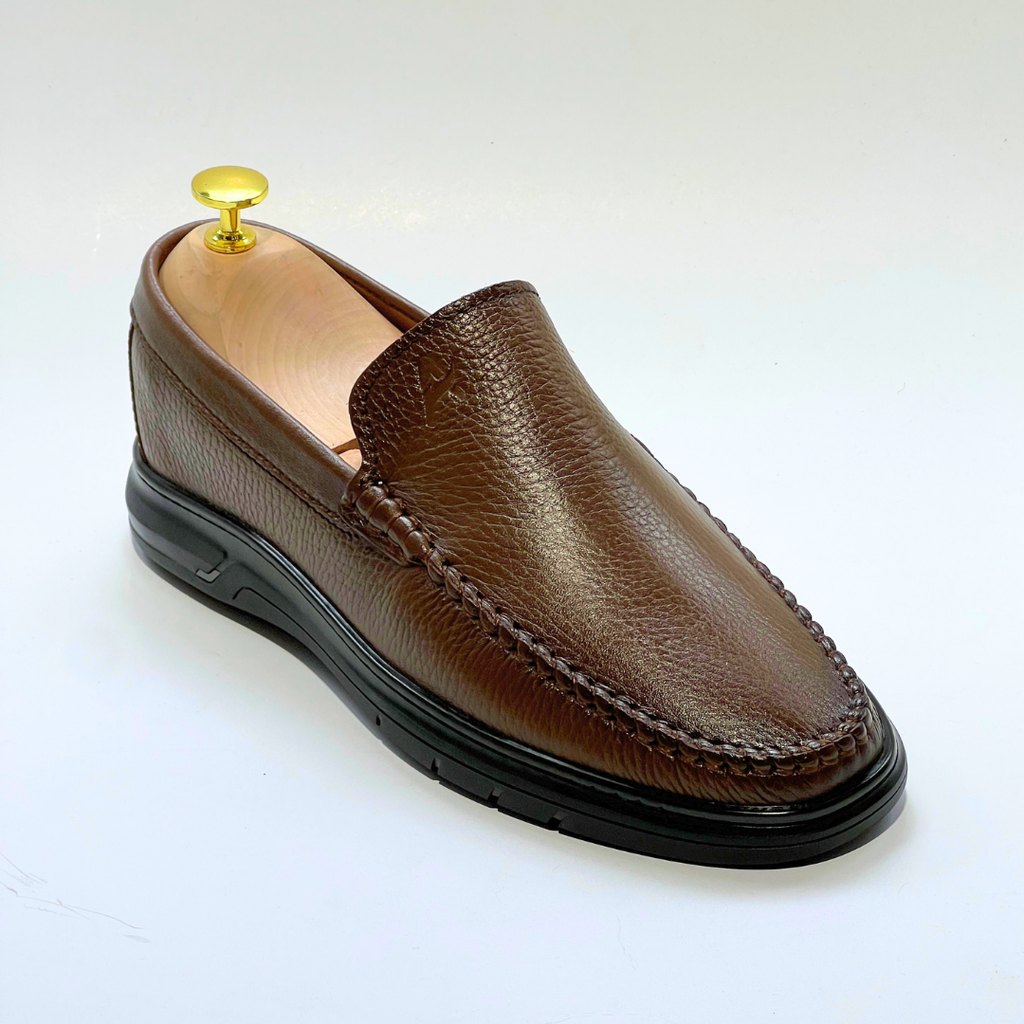 D'Urbano MOCASSIN EN CUIR Grainé 100% Médical  - MARRON - REF 103