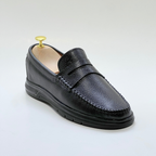 Denver: Mocassin Homme Médical - 100% Cuir Grainé NOIR - ref 104
