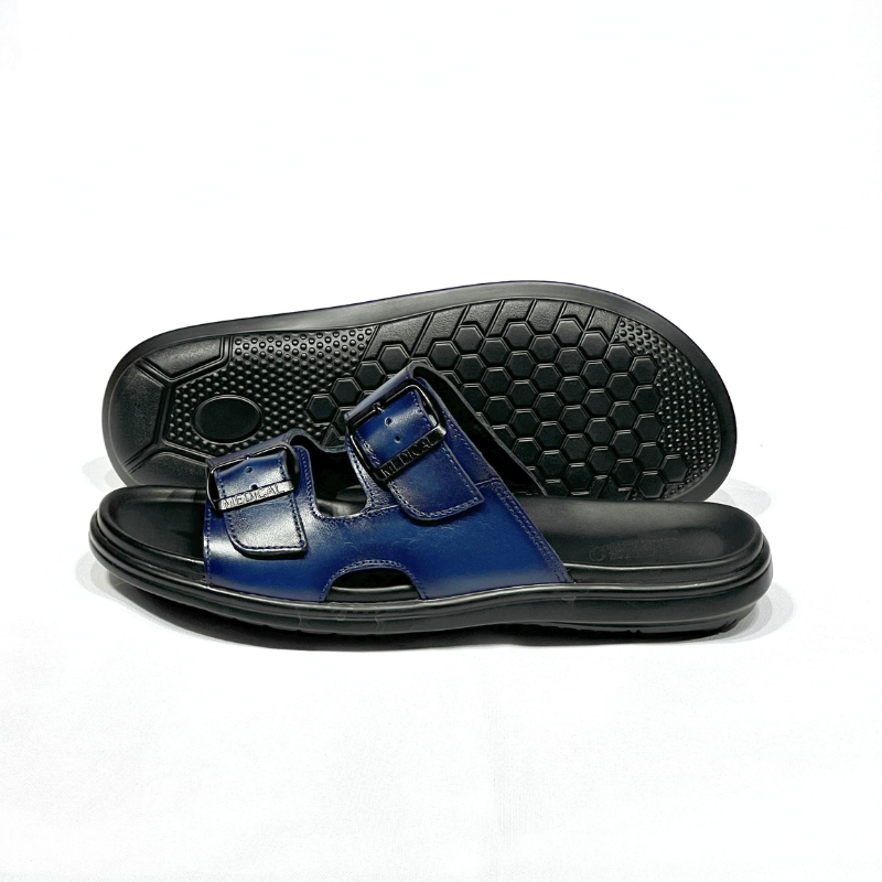 Léger – Sandales Hommes Médical 100% Cuir BLEU REF 211