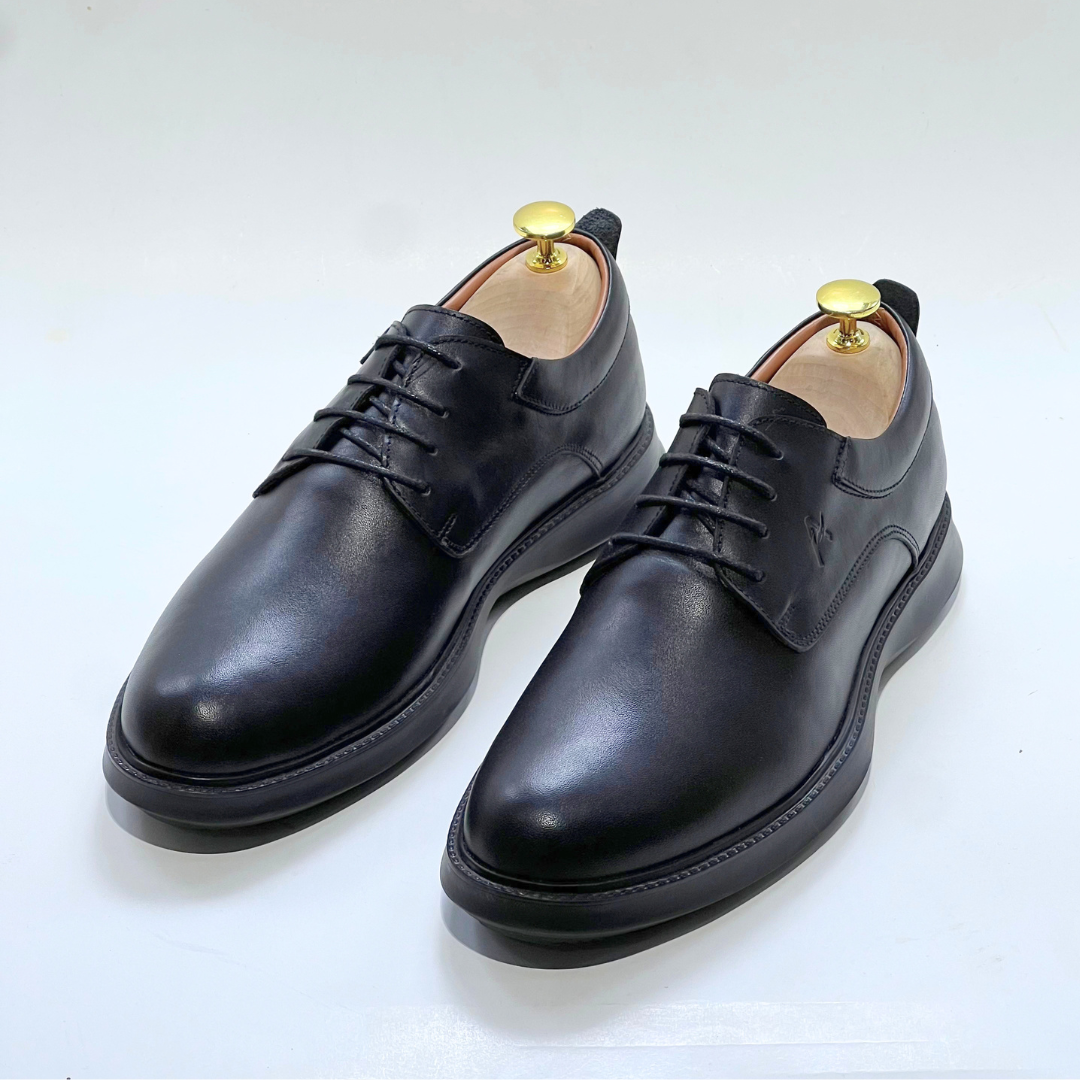 CHAUSSURES DE LUXE POUR HOMME MEDICAL 100% CUIR EN NOIR REF 014