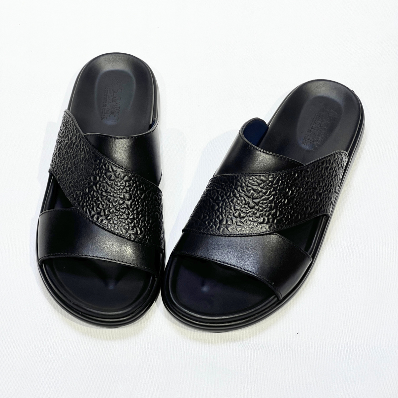 Tifano Sandales Pour Hommes 100% Cuir Médical NOIR REF 214