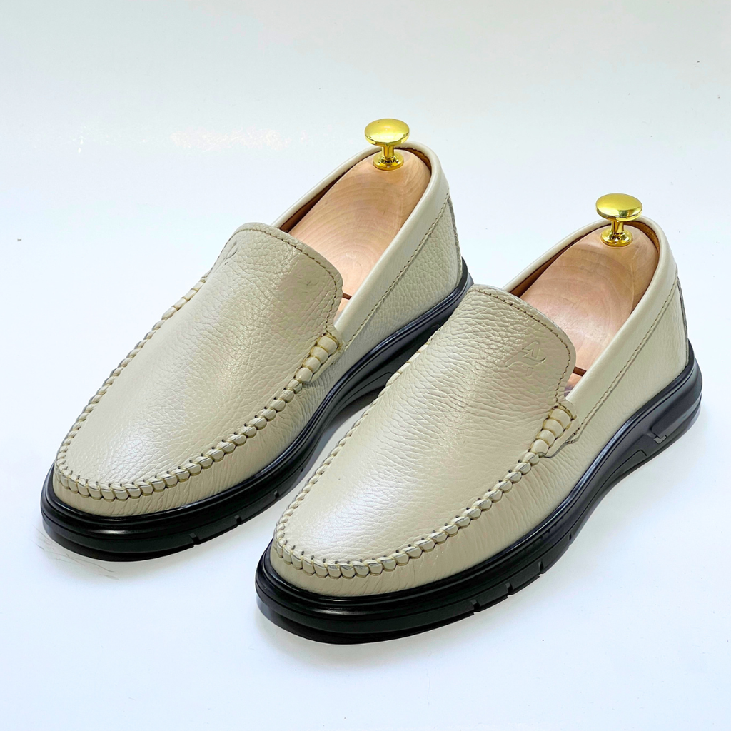 D'Urbano MOCASSIN EN CUIR Grainé 100% Médical  - BEIJ - REF 103