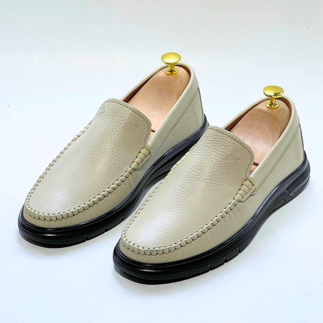 D'Urbano MOCASSIN EN CUIR Grainé 100% Médical  - BEIJ - REF 103