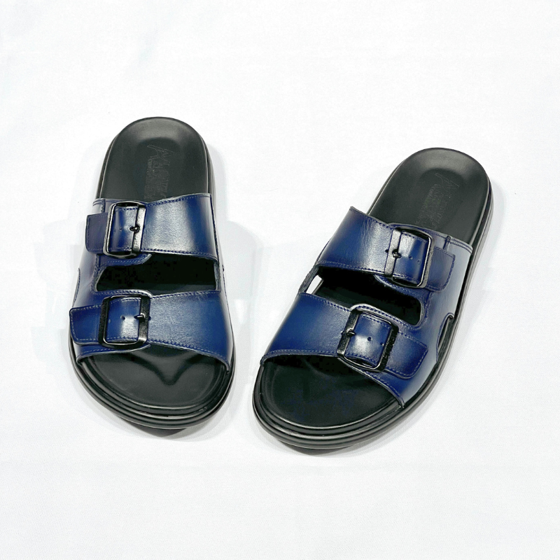 Léger – Sandales Hommes Médical 100% Cuir BLEU REF 211