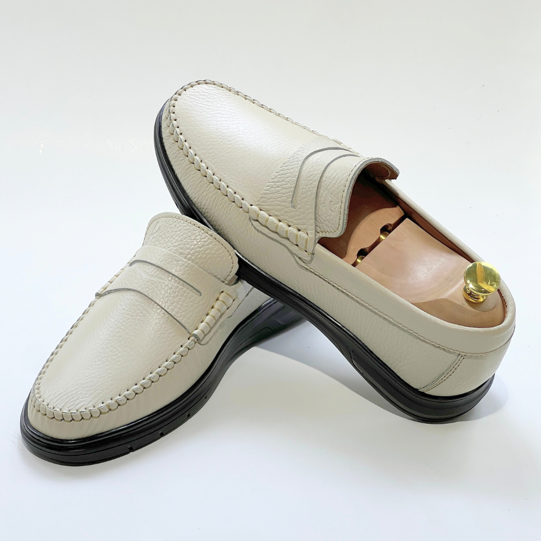 Denver: Mocassin Homme Médical - 100% Cuir Grainé BEIJ - ref 104