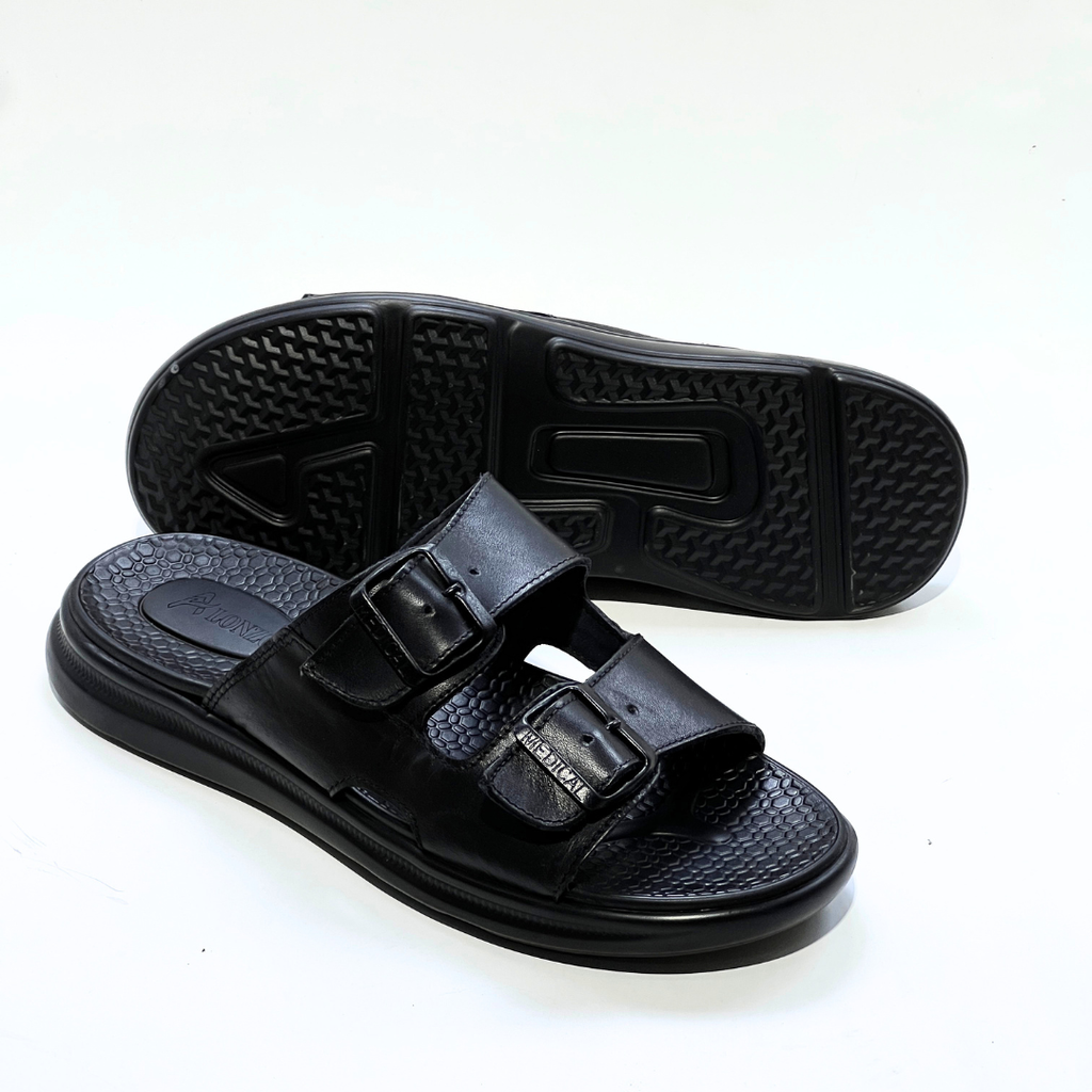 Léger – Sandales Hommes Médical 100% Cuir NOIR REF 211